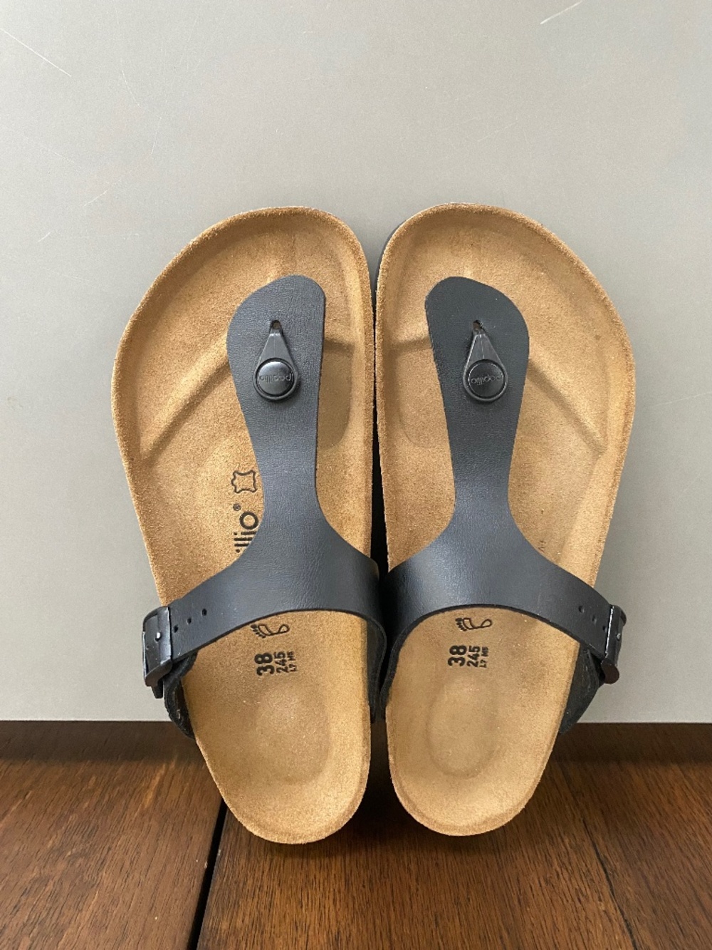 Like New Black Papillio Gizeh PAP Flex Platform Birko-Flor Sandals SZ 7- 7.5/38